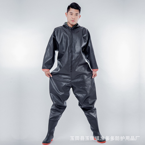 Wholesale thickened rubber full body waterproof suit one-piece wading suit fishing leather pants rain pants waders waders reservoir
