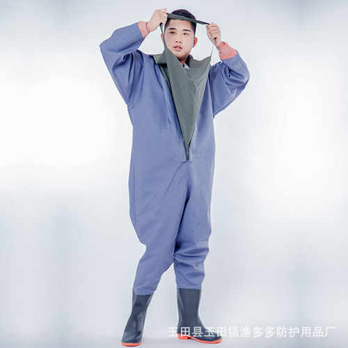 Wholesale thickened rubber full body waterproof suit one-piece wading suit fishing leather pants rain pants waders waders reservoir