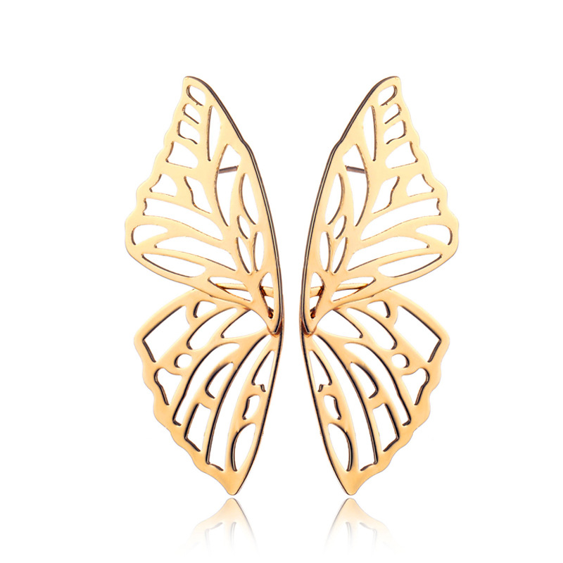 Europe and the United States cross-border jewelry alloy creative earrings hollow butterfly earrings ladies exaggerated earrings wholesale
