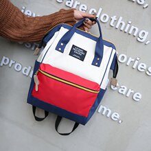 帆布双肩包日系多功能撞色妈咪包大容量离家出走包旅行包厂家批发