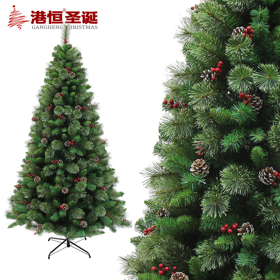 Árbol de Navidad de PVC cifrado 1,5 m aguja de pino verde floración mixta árbol de Navidad de Ye Hao Hua árbol 1,8 m decoración de cono de pino