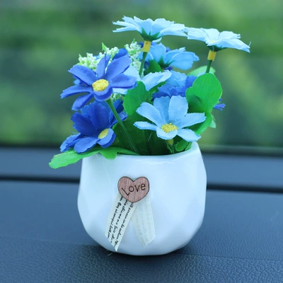 Car ornaments: plant car creative perfume - blue-jump-blue-chrysanthemum-white-bottle