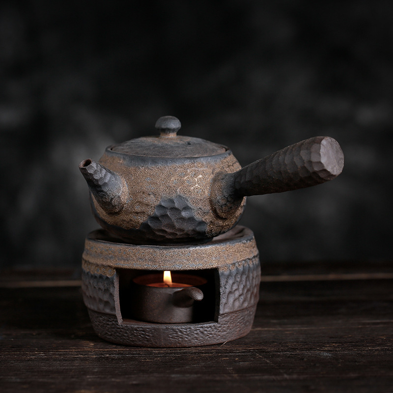 Gres estufa de té caliente japonés hecho a mano vintage té calentador tetera cerámica Kung Fu juego de té caliente traje de té