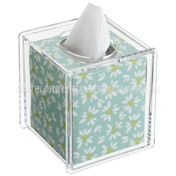 惠州厂家生产亚克力纸巾盒 方形透明磨砂有机玻璃水晶餐巾纸盒尚
