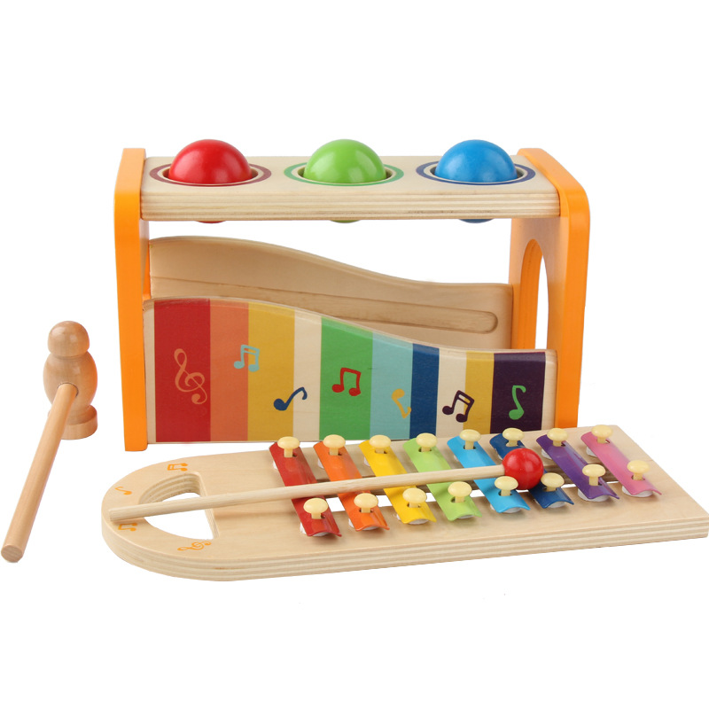 厂家三球敲琴台 打地鼠婴幼儿童小八音木琴宝宝木制1-3岁益智玩具
