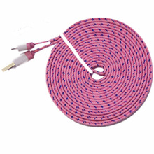 彩色尼龙编织数据线123米印花micro usb面条手机充电线厂家批发