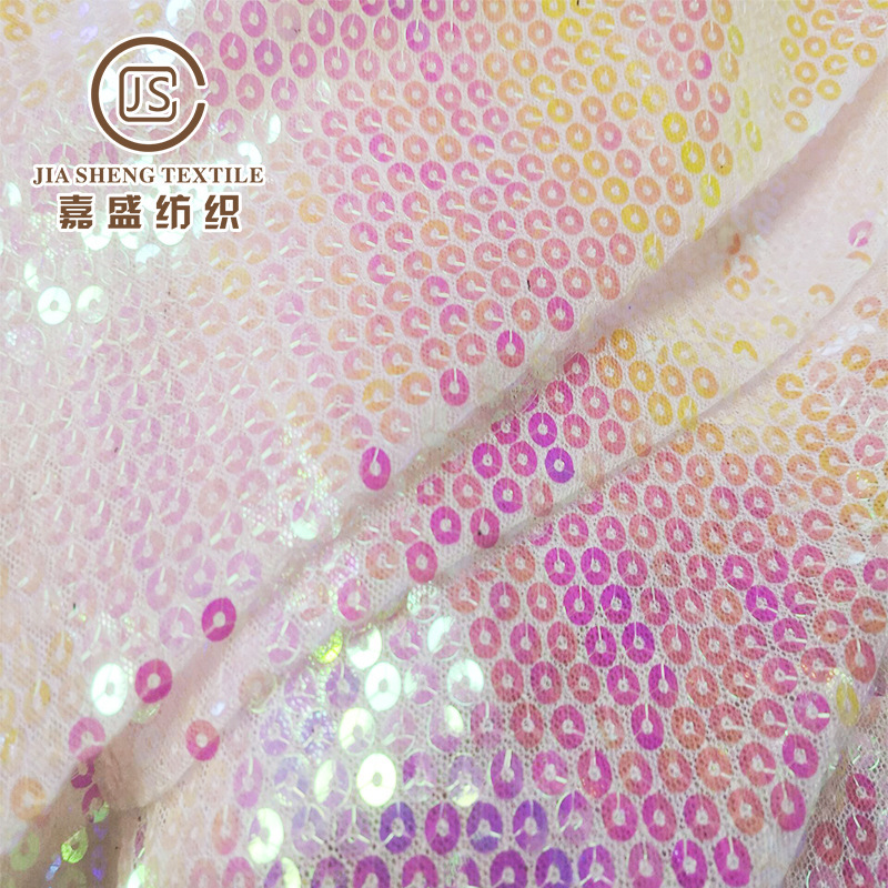 5mm Iridescent Embroidered Mesh Sequin Fabric Clothing Material Wedding Dress Luggage Decoration Fabric Sequin Fabric