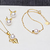 Cute organic pendant from pearl, necklace, set, accessory, silver 925 sample, 3 piece set, wholesale