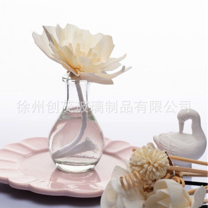 批发彩色50ml保龄球香薰瓶透明 无火香薰干花玻璃空瓶盖多款可选