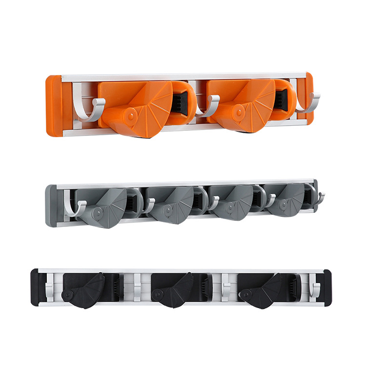 Rack mejorado espacio aluminio fregona rack escoba rack de almacenamiento rack fregona clip de cocina gancho de almacenamiento