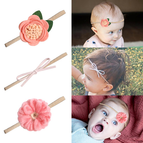80915 baby printed bow headband 10-piece children's hair accessories set simulated flower nylon small headband
