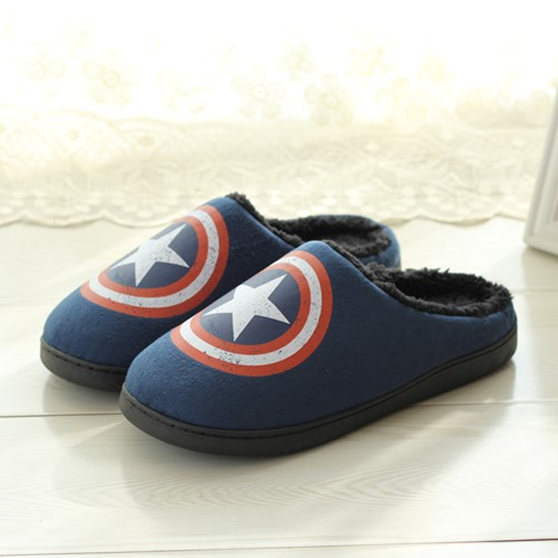 Original Marvel Batman pareja zapatos de Interior de suela gruesa antideslizante impermeable Zapatillas de casa de los hombres y las mujeres hechas a mano de algodón acolchado zapatos de confinamiento