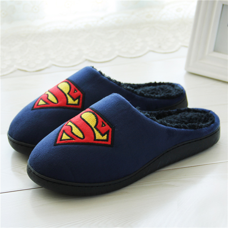 Original Marvel Batman pareja zapatos de Interior de suela gruesa antideslizante impermeable Zapatillas de casa de los hombres y las mujeres hechas a mano de algodón acolchado zapatos de confinamiento
