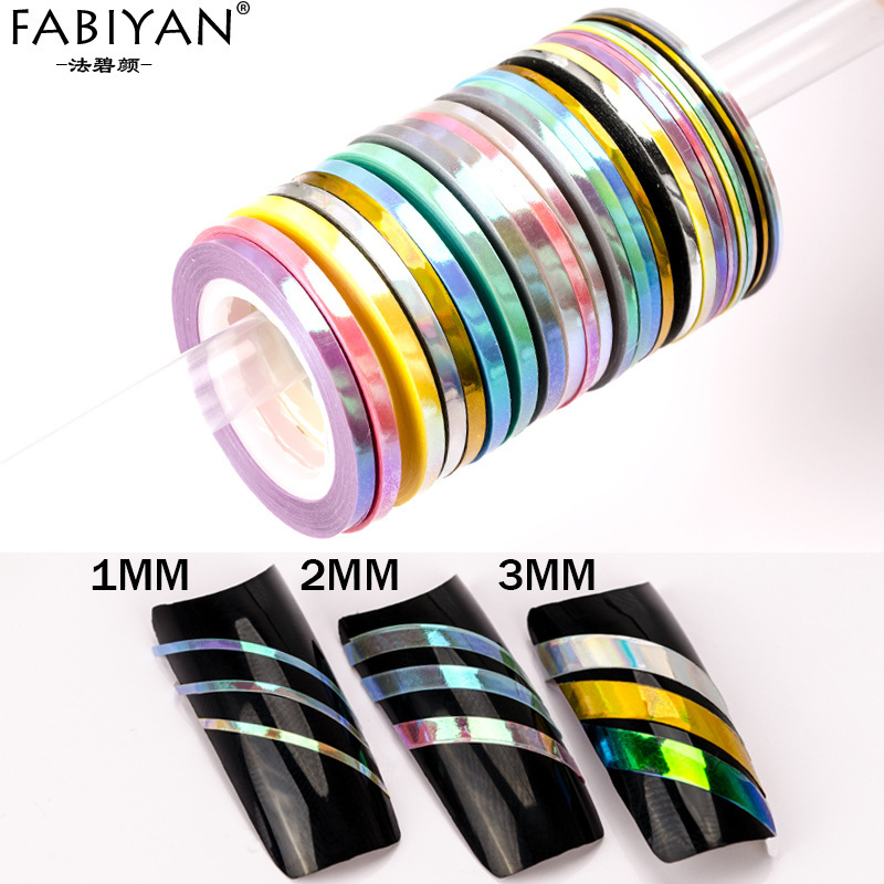 Fabiyan Nail Art Decoration Tools Laser Gold and Silver Wire Coils DIY Painting Line Stickers Manufacturer Wholesale Nail Stickers