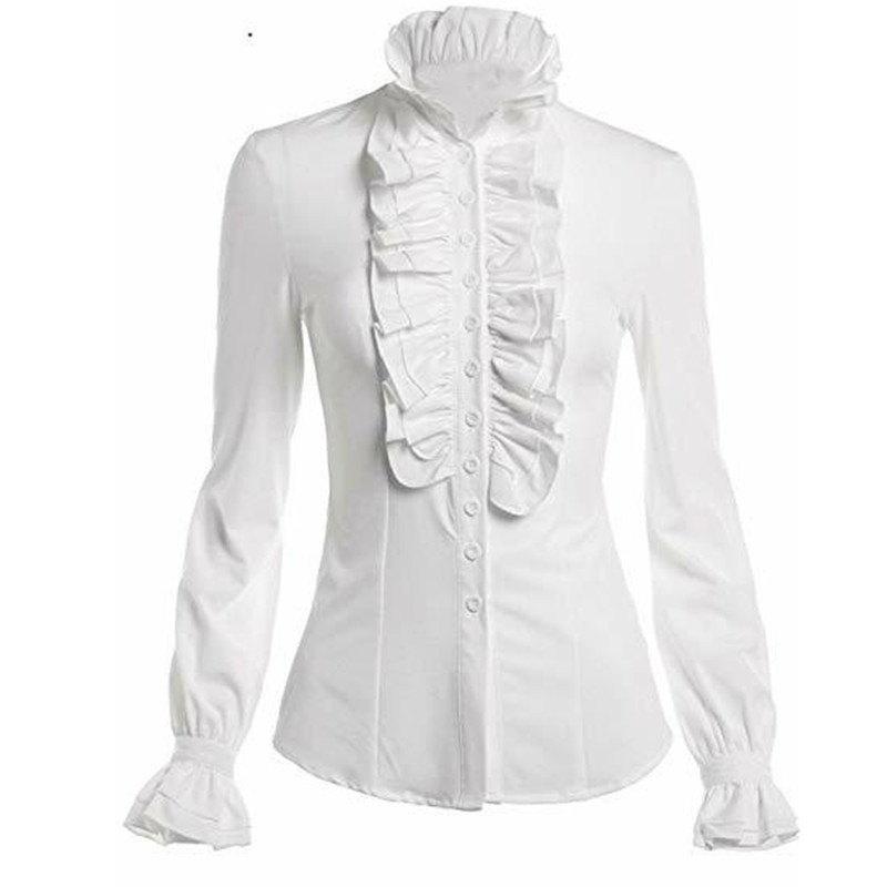 2023 Spring and Autumn Women's New Amazon Foreign Trade Ruffled Slim-fit Horn Sleeve Long Sleeve Shirt