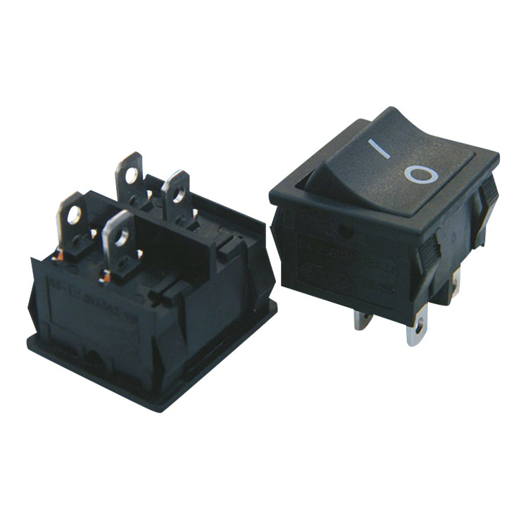 船型开关KCD5两档四脚全黑带灯双卡位船型开关