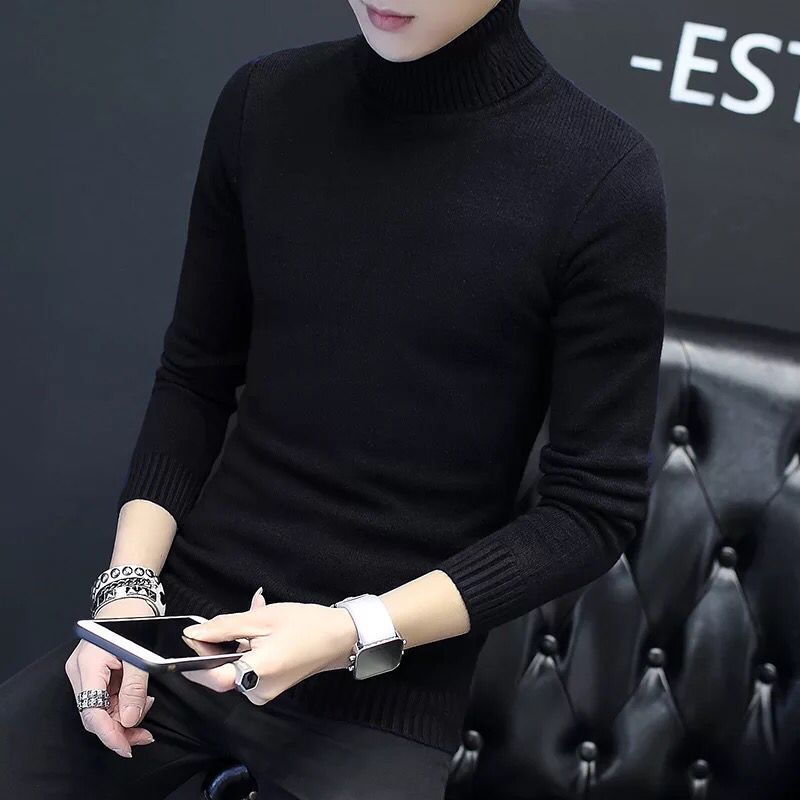 Suéter de cuello alto de los hombres del fabricante de estilo coreano SLIM-Fit suéter de lana de color sólido pullover bottoming camisa suéter entrega de una pieza