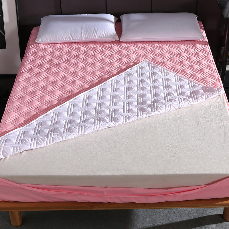 Cross-border Solid Color Zipper Detachable Six-sided All-inclusive Thickened Quilted Bed Cover Bed Cover Simmons Mattress Protective Cover