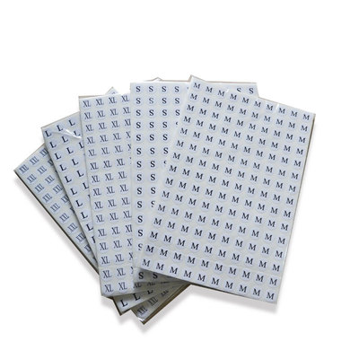 厂家尺码贴纸高粘性白底黑字贴纸1.3尺码标签贴卷筒服装衣服贴纸|ms