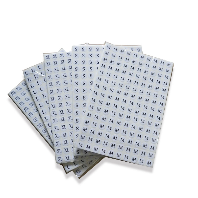 厂家尺码贴纸高粘性白底黑字贴纸1.3尺码标签贴卷筒服装衣服贴纸|ms