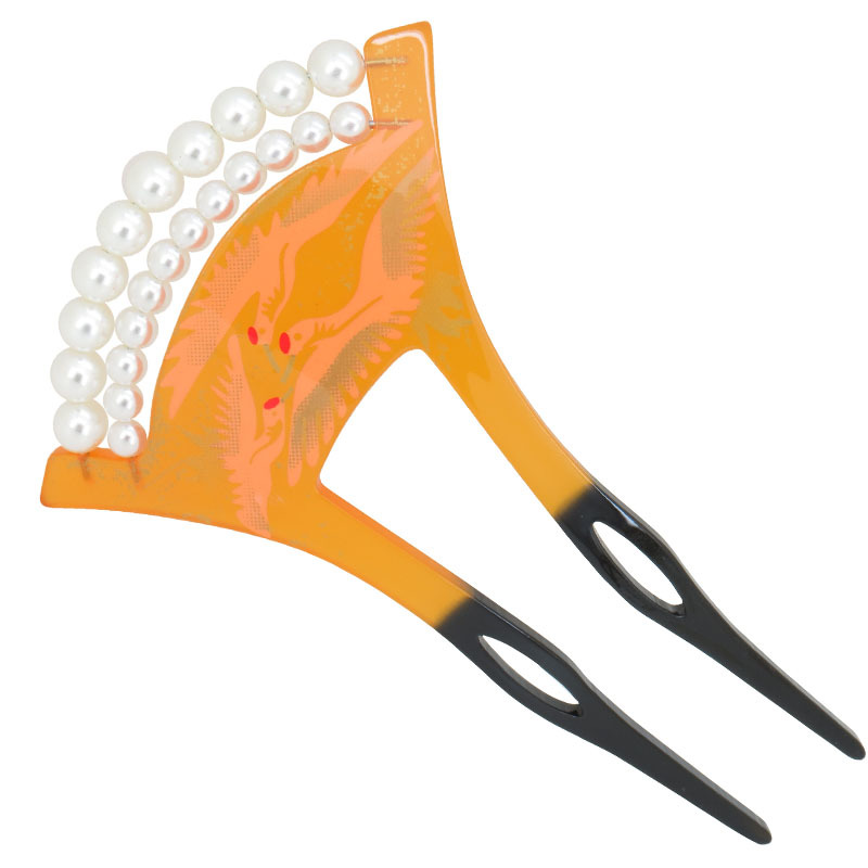 時代のかんざしのu型は真珠の丹頂鶴を挟んでかんざしのアクリルの古風な新婦の頭飾りの直接販売を代行します。