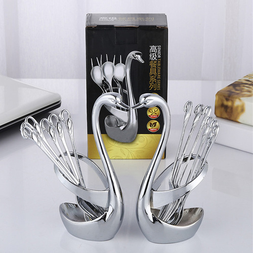 Cygnus Stainless Steel Fruit Fork Fruit Spoon Set Base Fashion Western Tableware Coffee Spoon Creative Tableware