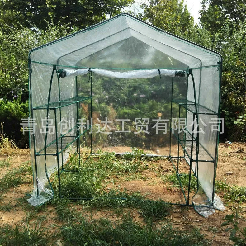 Теплица для сада Green House — теплица в туннельном стиле, выращивание овощей, зелень, выход из теплицы