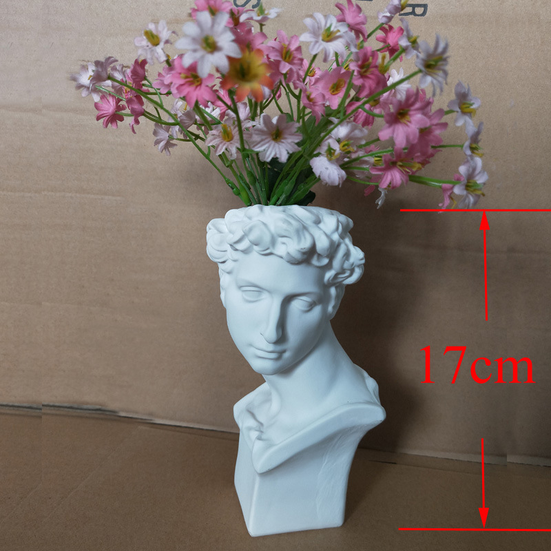 17cm high resin imitation plaster Xiaowei head portrait vase character statue flower arrangement succulent flower pot art supplies