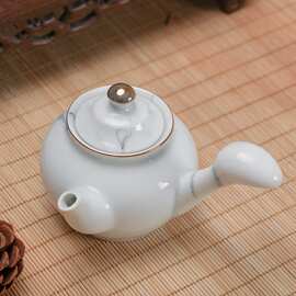乾福简约新中式大理石纹茶壶 描金功夫茶具泡茶侧把壶 厂家批发