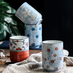 Nishida Muyu Japanese hand-painted blue and white porcelain tea cup handleless household creative straight cup ceramic cup