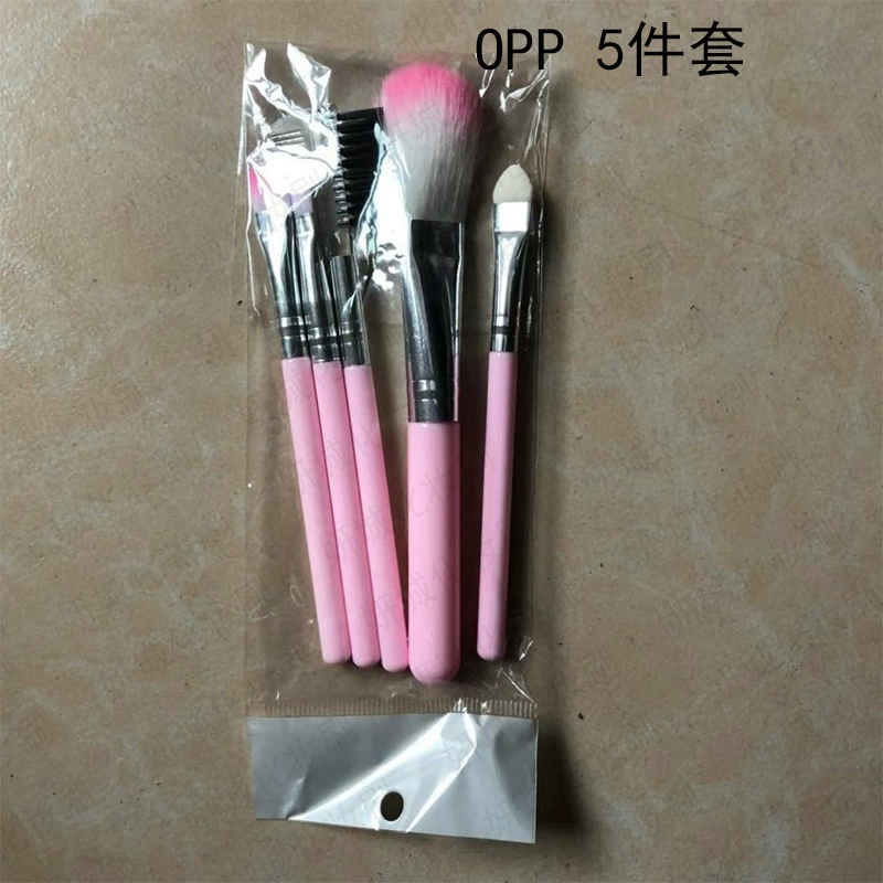 Набор кистей для макияжа, 5 шт. ярко-фиолетовый, упаковано PVC/OPP, мягкие синтетические щетинки