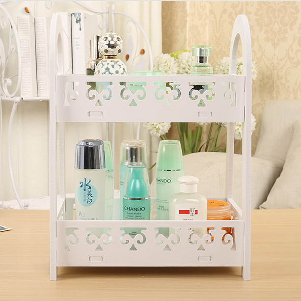 Estante de almacenamiento de escritorio de doble capa de estilo europeo baño cosméticos artículos diversos rack de almacenamiento escritorio estante de La Flor estante de almacenamiento simple