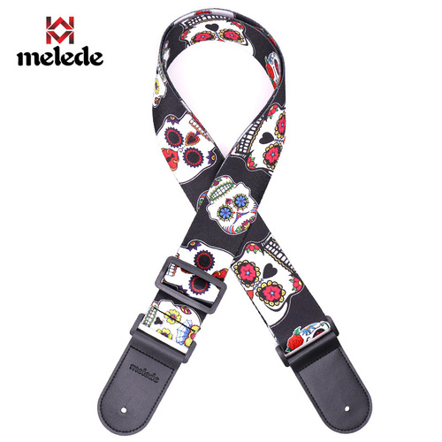 Meile Di Leather Nylon Fluorescent Printed Folk Guitar Strap Electric Wood Universal Supply One Piece Drop Shipping