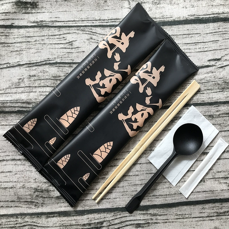 Pack, disposable tableware, chopsticks, set, spoon, 4 piece set, wholesale