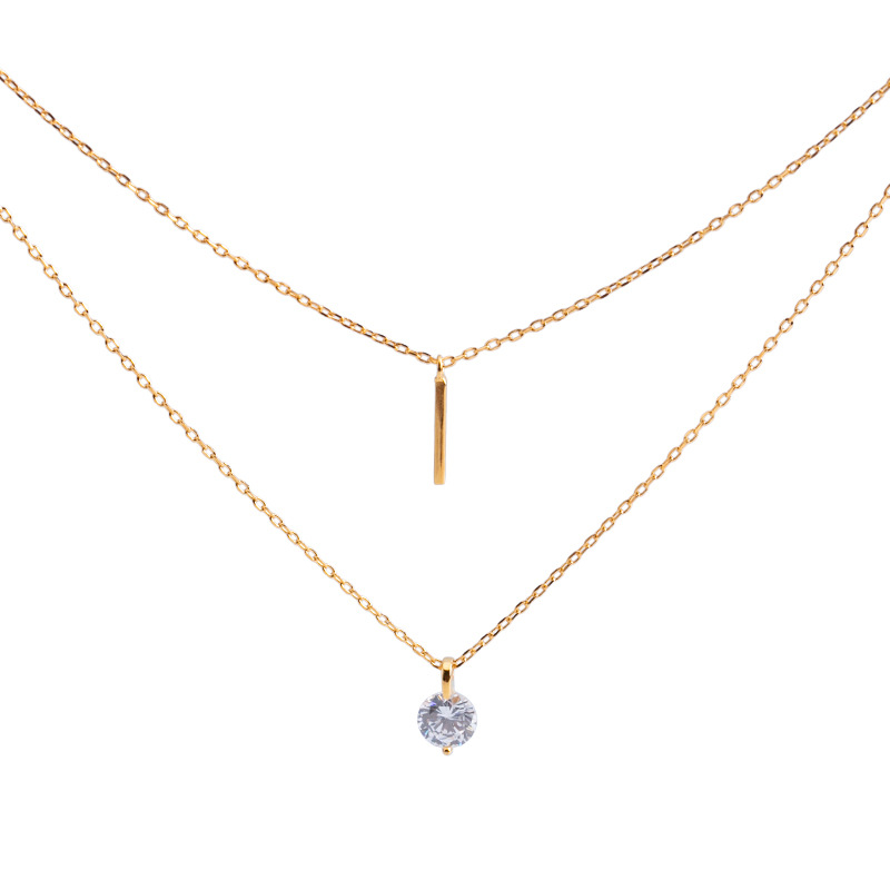 Sparkling Double Layer Diamond Necklace For Women Sterling Silver_voghion.com