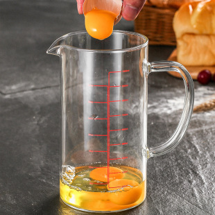 Household breakfast milk baking glass measuring cup with scale cup handle heat-resistant high boron silicon thick microwave