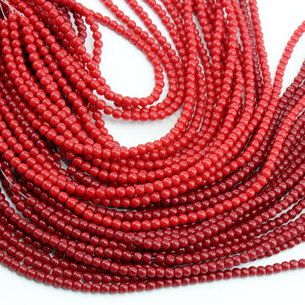 Glass coral round beads