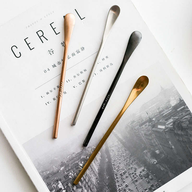 Estilo japonés 304 de acero inoxidable mango largo varilla de agitación cuchara de café cuchara de hielo creativa cuchara de cóctel cuchara de miel