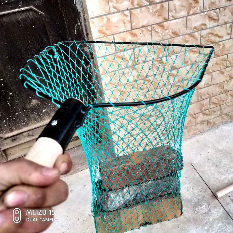 The wooden handle wood pad the meson steel circle fishing and fishing dual -frame 抄 木 网 木 木 木 木 polyethylene line bold line fishing net pocket