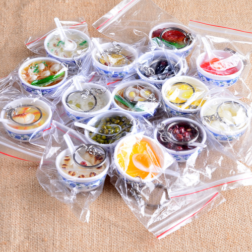 Live broadcast room diy simulation food model small bowl keychain children's play house toy Chinese style gift