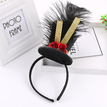 万圣节士兵礼帽乐队复古发箍圣诞帽子头饰表演羽毛帽子儿童cos