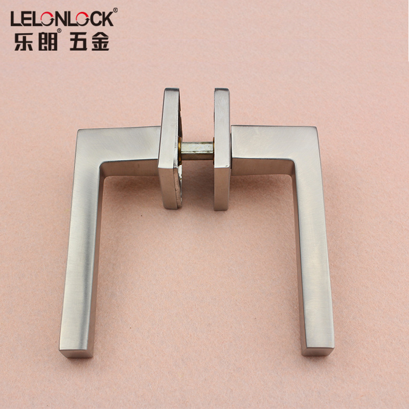 Acero inoxidable natural cepillado tubo cuadrado madera puerta mango Lelang suministro puerta Puerta de bloqueo accesorios manija de la habitación