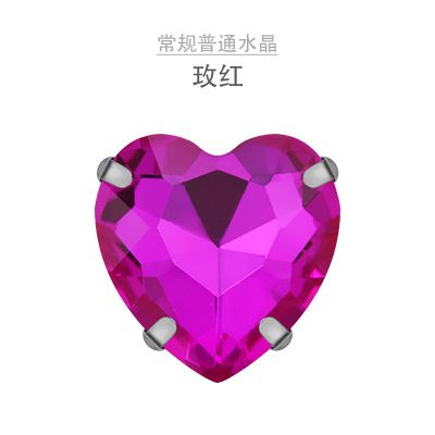 Amor garra diamante cosido a mano diamante con agujero diamante melocotón corazón cristal diamante DIY ropa collar hecho a mano material al por mayor