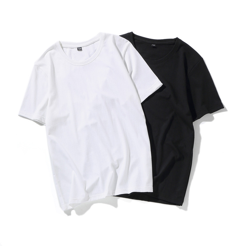 2026 Men's Short-Sleeve T-Shirt, Solid Color, 21-Count Fine Combed Cotton, Loose Round Neck Base Shirt, Factory Wholesale for Men