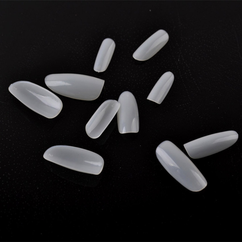 Fake Nail Tip Round Head Full Patch 100 Pieces Japanese Oval Nail Patch Transparent Color Pointed Nail Patch Natural Color White