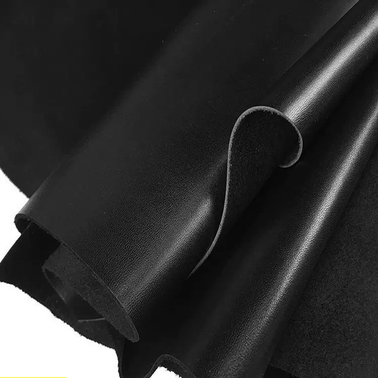特价头层牛皮纳帕甩纹细纹真皮面料库存黑色鞋包皮革面料便宜促销