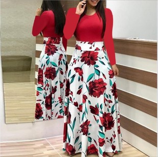 2019����u����W���L����ӡ��ƴɫ�B��ȹ�LȹŮ�b 19ԪS-5XL�F؛