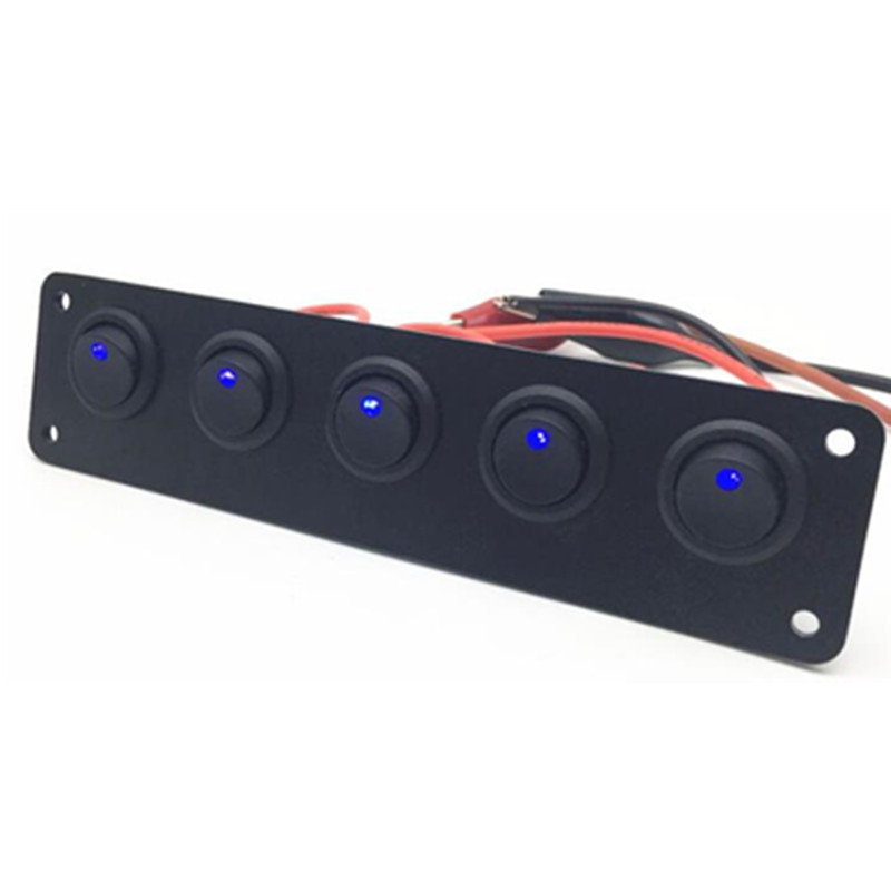 车船改装用 船型开关面板 5位 猫眼开关带LED灯on-off组合