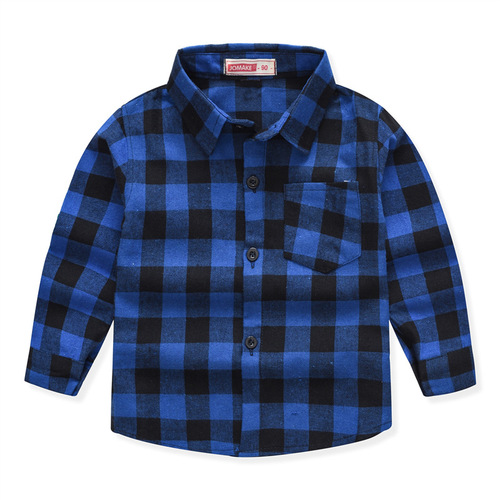 New children's shirts for spring and autumn, new children's clothing, plaid shirts for boys and girls in Europe and the United States, handsome tops for middle-aged and small children, wholesale