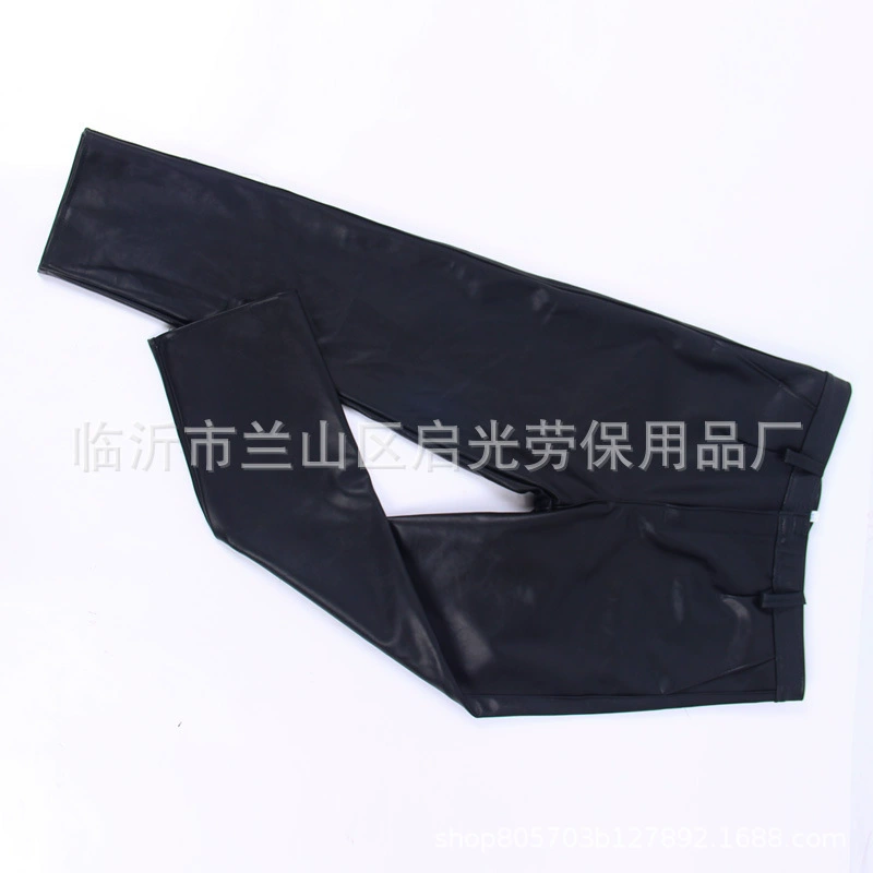 Оптовые кожаные брюки для мужчин среднего и старшего возраста на осень и зиму, кожаные брюки прямого кроя в мотоциклетном стиле из искусственной кожи, с высокой талией, удлиняющие ноги, на флисовой подкладке